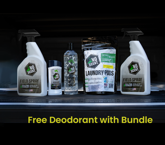“No Scent Bundle:  Laundry Pods, Hair & Body Wash, two 24oz Bottles of Field Spray